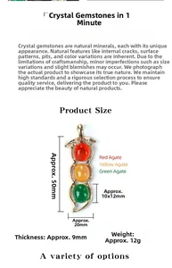 Size chart for tri-color agate bean pendant showing 50x20mm dimensions and alloy frame