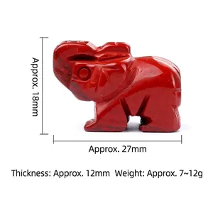 Ca. 27mm handgeschnitzte Elefantenfigur aus rotem Jaspis-Naturstein als Deko