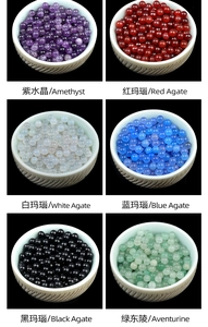 Selection of 4mm polished natural crystal and agate stone round beads for DIY jewelry