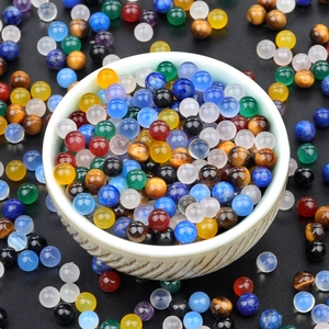 Mini Natural Stone Crystal Beads Non-Drilled Round Polished Semi-Precious Loose Beads For DIY Jewelry Making Materials