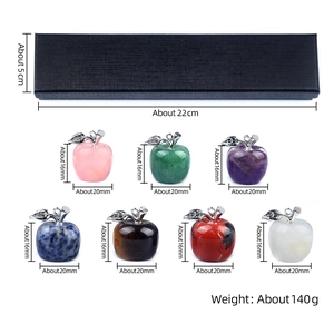 Set de 7 piedras de chakra en cristal natural con forma de manzana y caja de regalo