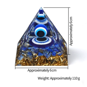 Lapis Lazuli Evil Eye Orgone Pyramid 6cm crystal energy generator with gold foil accents