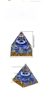 Detailed diagram of Orgone Pyramid showing Lapis stones, gold foil, and devil eye symbol