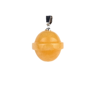 Natural orange agate planet pendant with silver bail and 3D galaxy Saturn ring