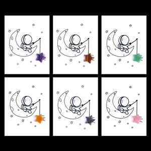 Piedra Natural Estrella Cartas de Curación Astronauta Luna Ilustración Pulido Cristal Gemas Estrellas Decoración del Hogar