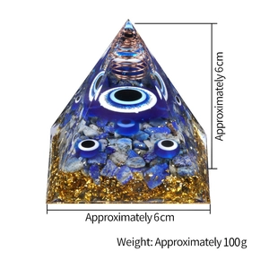 Handmade Evil Eye Orgone Pyramid with Lapis Lazuli and copper coil for home decor
