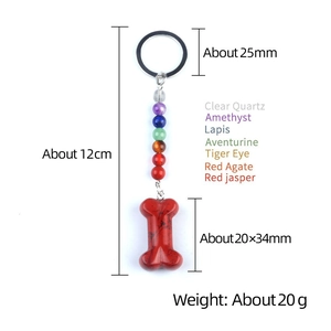 Chakra stone keychain with seven crystals and 35mm red marble bone pendant accessory