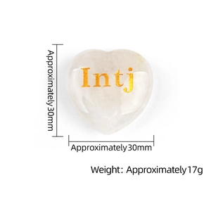 White crystal heart stone with gold INTJ MBTI engraving for desktop decor gift