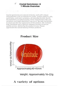 Tableau des tailles détaillé pour la pierre rouge gravée Gratitude et cristal