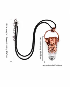 Detailed size specifications for the vintage white crystal sun pendant with cord