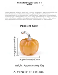 Size chart for 20mm pumpkin crystal gemstone showing height and width measurements