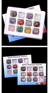 Set of 12 semi-precious stone pumpkins including amethyst and tiger eye for decor