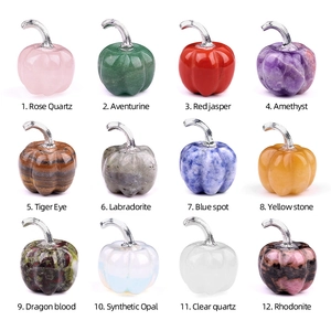 Mini gemstone pumpkin pendants in 12 natural stones like Amethyst and Rose Quartz