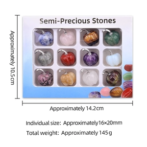 Set of 12 semi-precious gemstone mini pumpkin pendants in a window display box