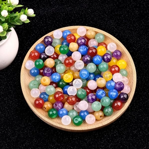 Natural Stone Round Agate Beads For Jewelry Making Amethyst Jasper Polished DIY Loose Spacer Beads Clothing Accessory