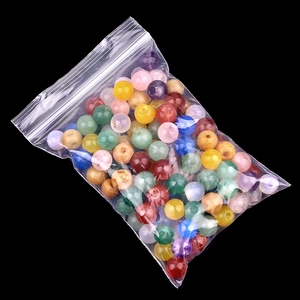 Mixed natural amethyst and agate round beads in a clear sealed bag for DIY jewelry