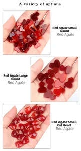 Polished red agate gemstones in gourd and cat shapes for DIY jewelry making