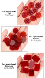 Deep red agate stones in hat, round, and rectangle shapes for DIY jewelry making