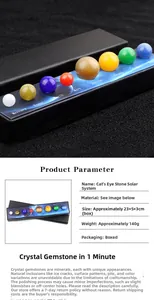 Solar system planets decor set with cat eye stones in a 23x5x3cm black display box