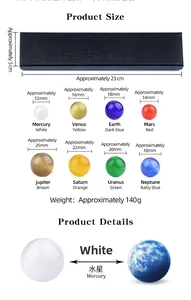 Solar system planet set with eight stone spheres and black gift box display
