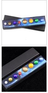 Detailed set of eight solar system planet gemstones in an elegant black display gift box
