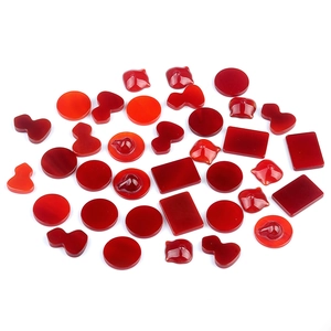 Mix of polished red agate loose stones in various shapes for DIY jewelry making