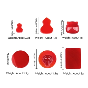 Polished red agate stone cabochons in various shapes with precise measurements