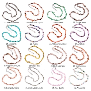 Variety set of 16 natural irregular stone necklaces with silver lobster clasp and chain