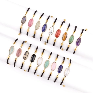Bracelet Tressé en Pierre Semi-précieuse Facettée Ovale Réglable Bijoux en Pierre Naturelle Faits à la Main Pour Femmes Améthyste Quartz Rose Cadeau