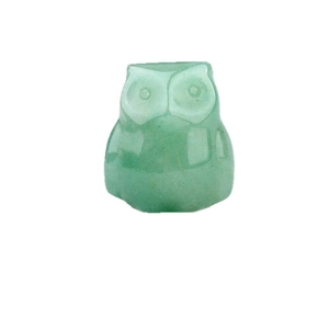 Miniature owl carved from natural green aventurine stone for home decor tabletop ornament