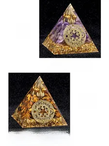 Detailed comparison of Orgone pyramids with amethyst, tiger eye, and copper coils