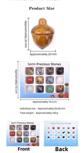 Detailed size specifications for 12-piece crystal acorn set with display box dimensions