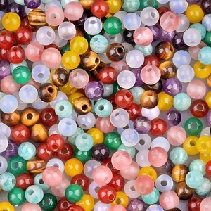 Cuentas Sueltas Redondas de Ágata Amatista Amazonita Ojo de Tigre Pulidas Naturales para Creación de Joyas DIY Collares Pulseras