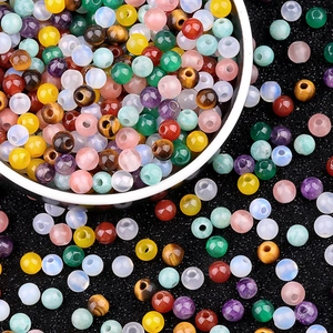 Mezcla de cuentas de piedra natural de 6mm para creación de joyas DIY en bandeja plata