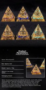 Detail view of 6cm Orgone energy pyramid featuring amethyst lapis and gold foil base