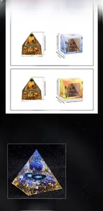Lapis lazuli orgone pyramid with size dimensions and Egyptian style gift box details