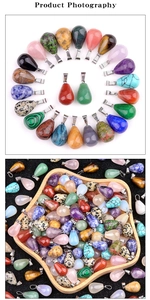 Varios colgantes de gota en piedras naturales semipreciosas con cierres de metal para joyas DIY