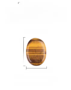 Polished tiger eye oval worry stone with natural golden brown stripes and silk luster