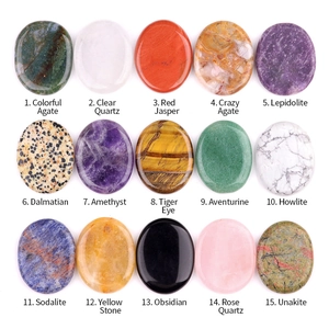 Natural Crystal Oval Worry Stone For Anxiety Relief Polished Palm Thumb Stone For Meditation Healing Energy Stones