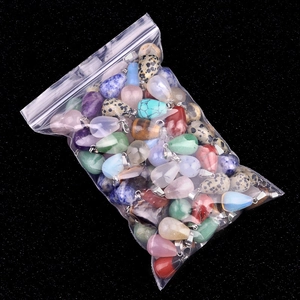 Colgantes de gota de piedras semipreciosas naturales con ganchos de metal plateado