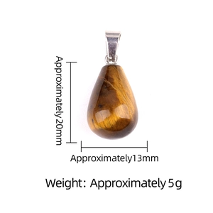 Colgante gota de ojo de tigre con enganche plateado para collares DIY, piedra de 20 mm
