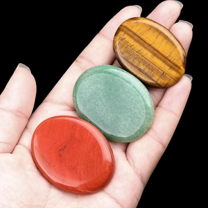 Handheld natural tiger eye, aventurine, and red jasper oval worry stones set of three