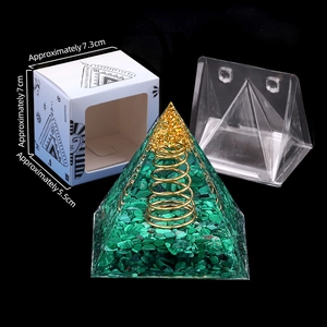 Orgonite Pyramid Energy Generator Healing Natural Malachite Turquoise Stone Resin Desk Ornament Spiritual Meditation Pyramid