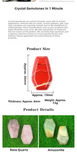 Pietre di cristallo naturale a forma di bara tra cui diaspro rosso e quarzo rosa con misure