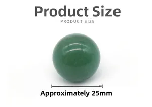 Detailed view of 25mm polished green stone sphere with product size measurement