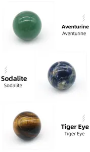 Polished Aventurine Sodalite and Tiger Eye natural crystal spheres for chakra yoga decor