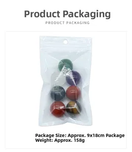 Macro shot of seven colorful natural crystal stones in professional PE plastic packaging