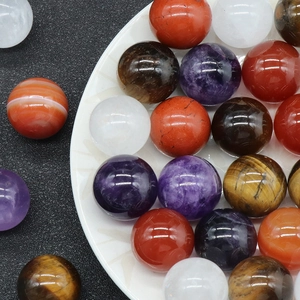 Polished 18mm natural amethyst tiger eye and agate stone crystal spheres collection