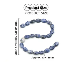 Detail of 13x18mm oval blue sodalite beads for DIY jewelry making, 38cm strand length