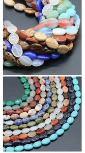 Macro shot of 13x18mm oval agate and crystal stone beads with polished finish for DIY jewelry